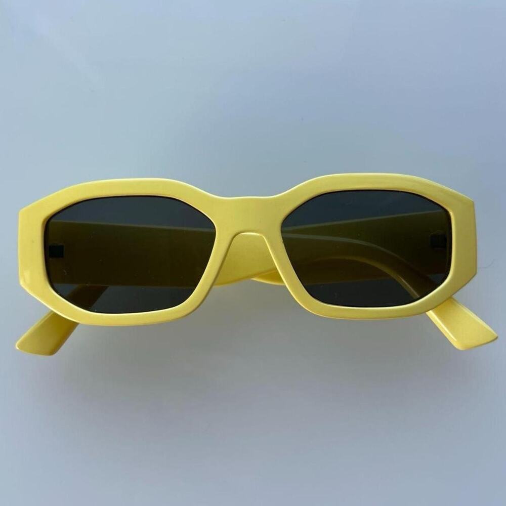 Bright Yellow Chunky Rectangular Sunglasses Retro Vintage Style Unisex